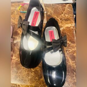 Rachel Shoes Glossy Black Mary Janes with Bow